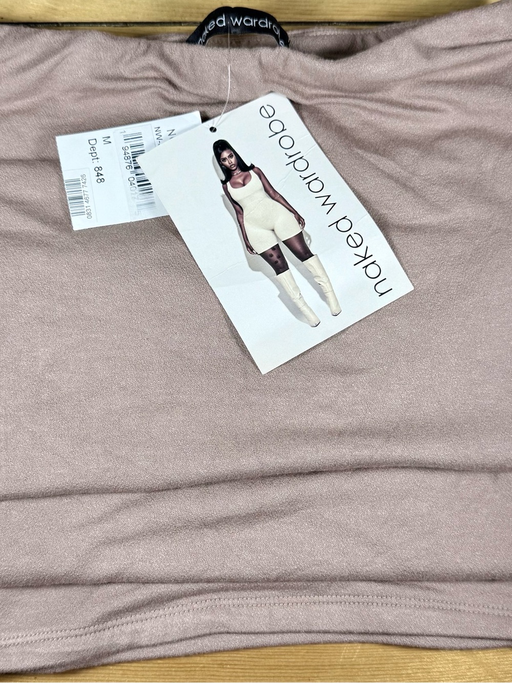 Naked Wardrobe Medium Taupe Form Fitting Bodycon Second Skin Column Skirt